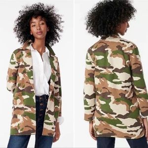 J. Crew Sophie Open-Front Sweater-Blazer in Camo
